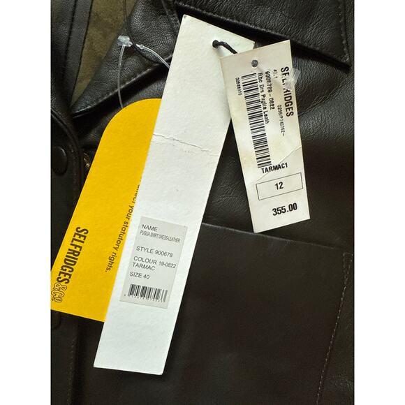 REMAIN by Birger‎ Christensen Puglia Leather Shirt Dress Tarmac Size 12 - Picture 9 of 13